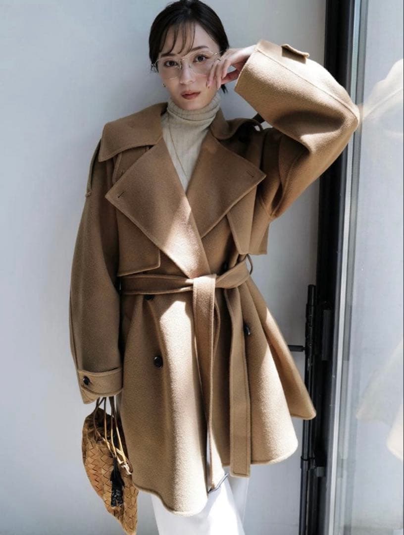 新品タグ付き anuans リバーウールミドルトレンチコート