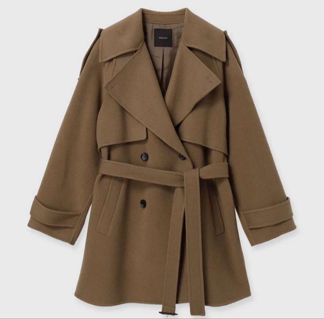 新品タグ付き anuans リバーウールミドルトレンチコート