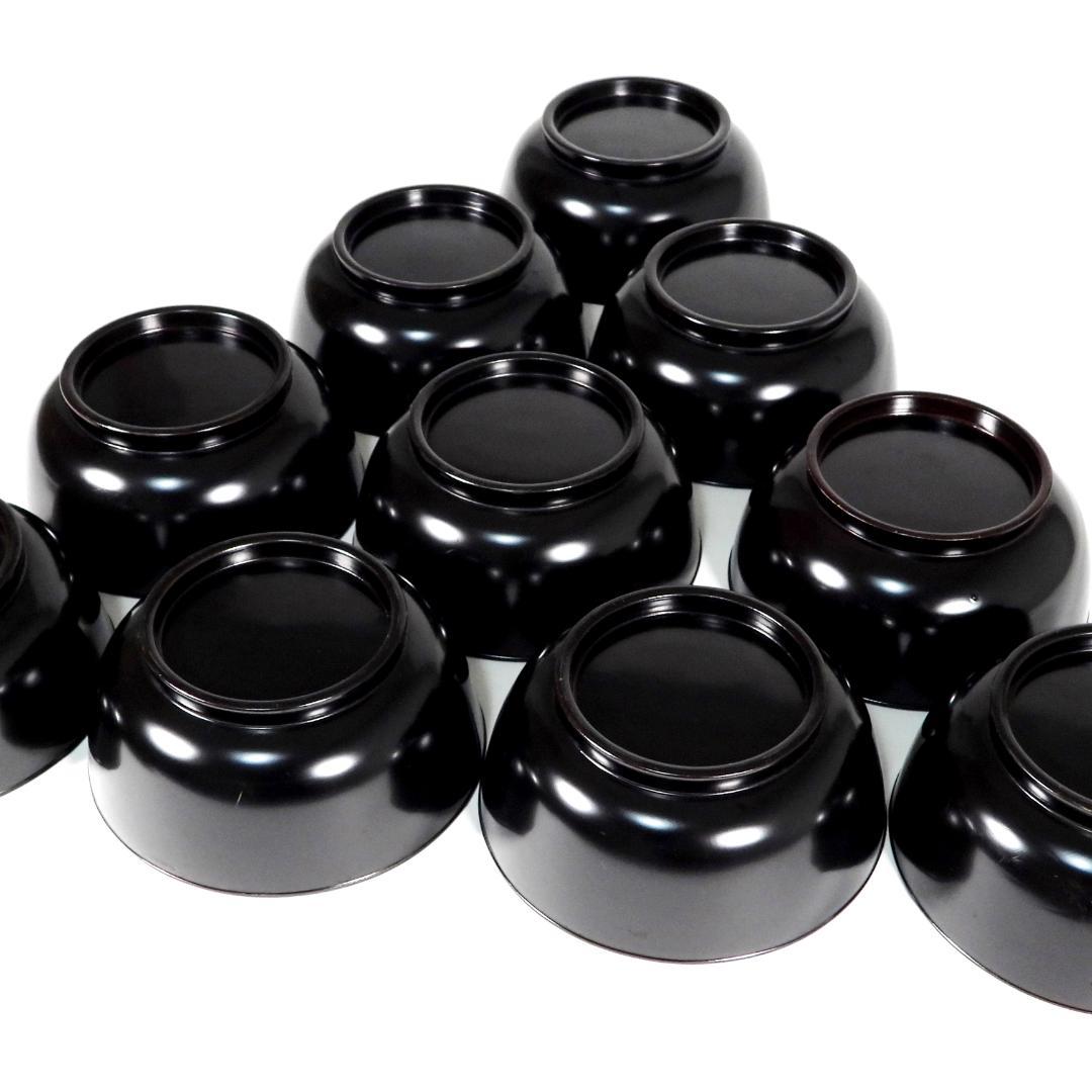 輪島塗　明治大正時期 蒔繪 鑲螺鈿 梅花雕 木製　吸物椀　10客　骨董品