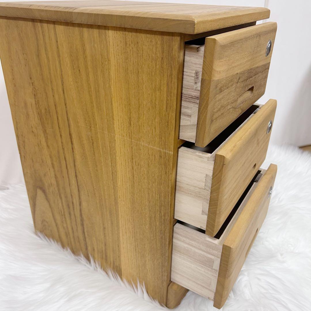 桐製 3段 収納 サイドキャビネット A4紙対応 全段鍵付 植物オイル　小箪笥