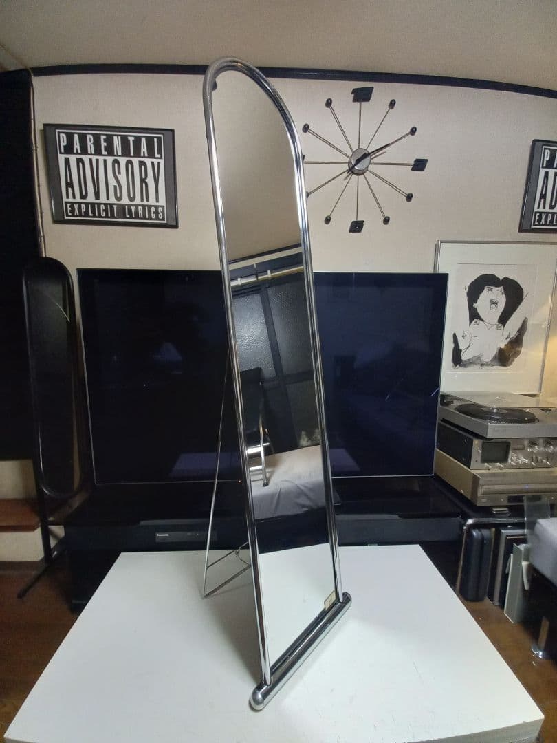 1980's　スペースエイジ　インダストリアル　アーチ　メタル　フレーム　ミラー