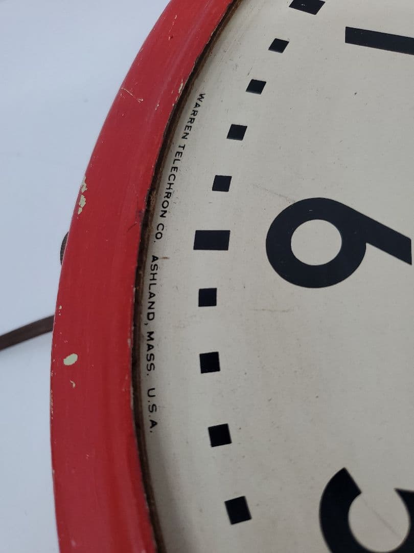 Telechron　アンティーク　スクールクロック　赤　掛け時計　稼働　希少