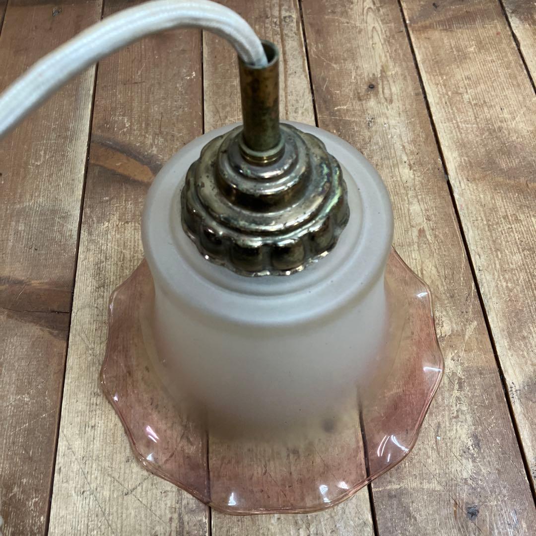 D-2 ⑧ 昭和レトロ フリル型 ガラスシェード ペンダントライト シーリング