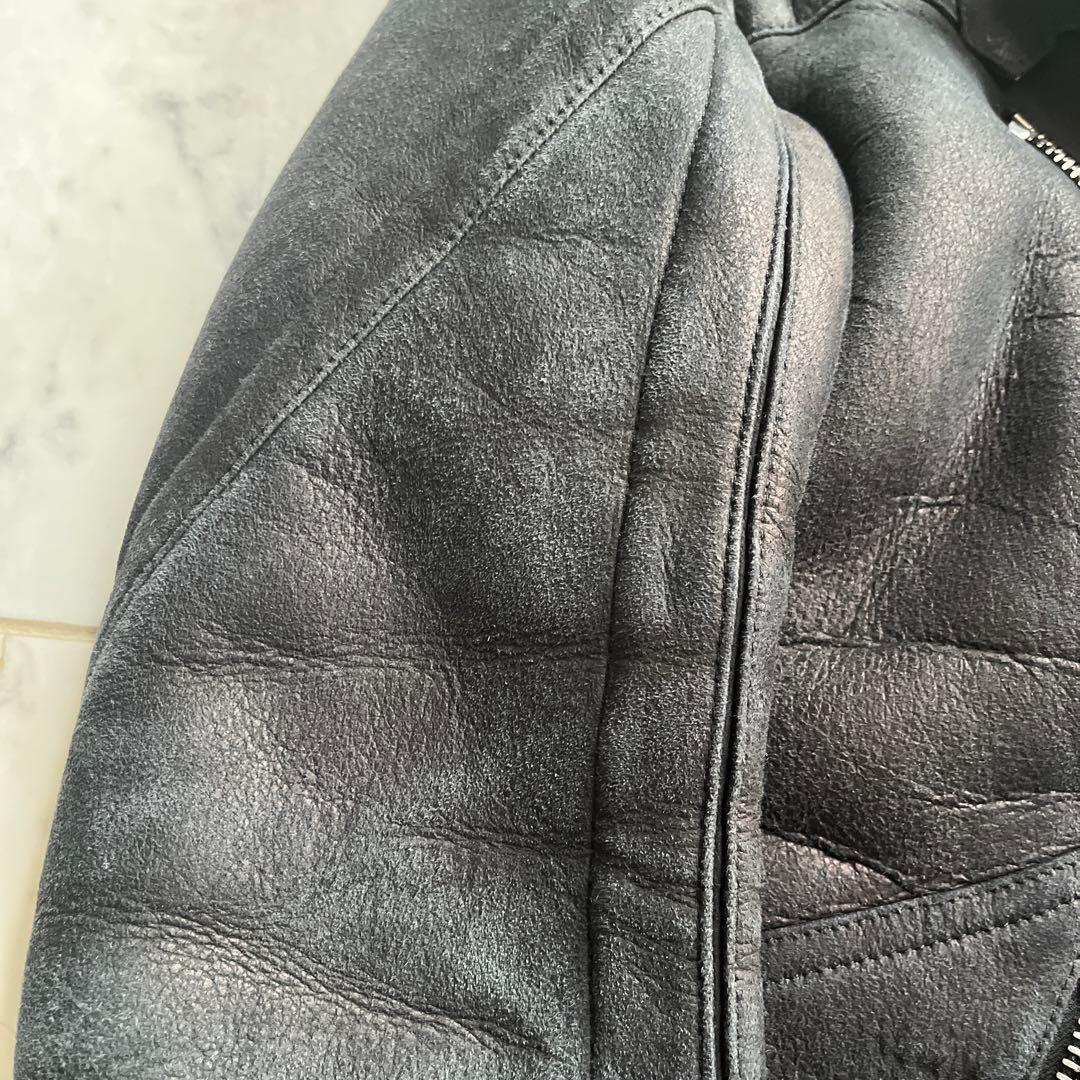 ぽ*ー様 最終価格GOLDEN  ムートンライダースジャケット ゴール