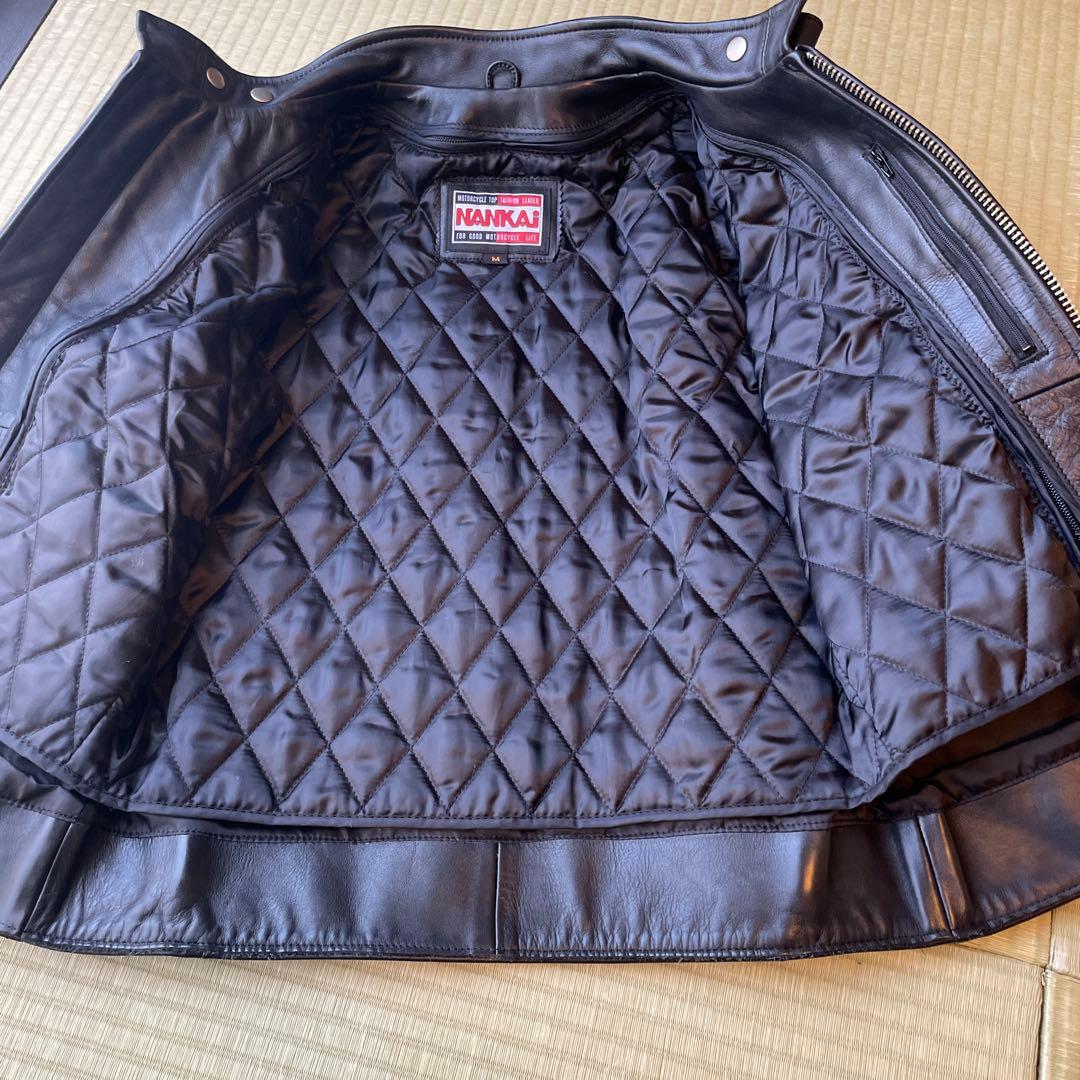 ブラックシングルライダースジャケット NANKAI製 バイク