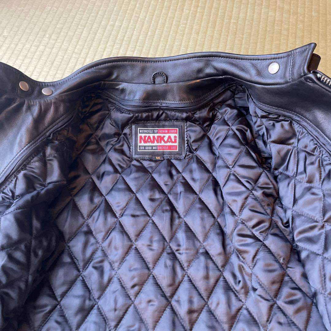 ブラックシングルライダースジャケット NANKAI製 バイク