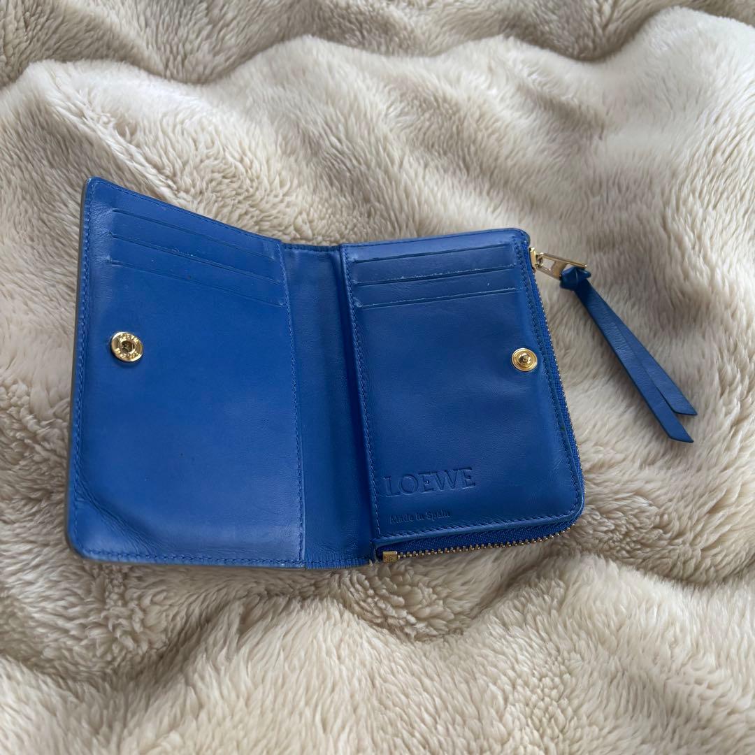 LOEWE 二つ折り財布 グレー/ブルー