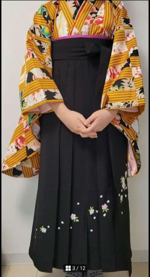 袴 4点セット + フリルレースパール 重ね衿 重ね襟