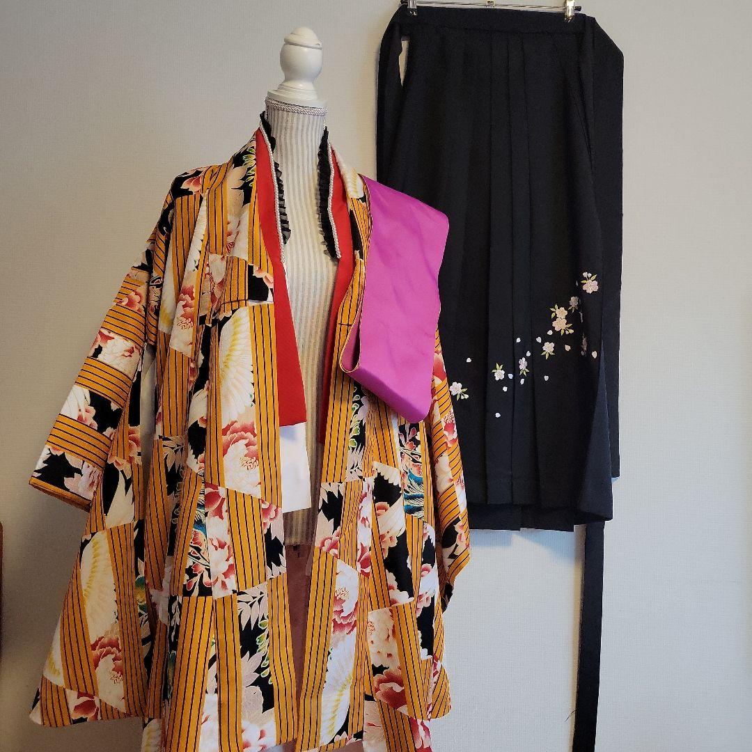 袴 4点セット + フリルレースパール 重ね衿 重ね襟