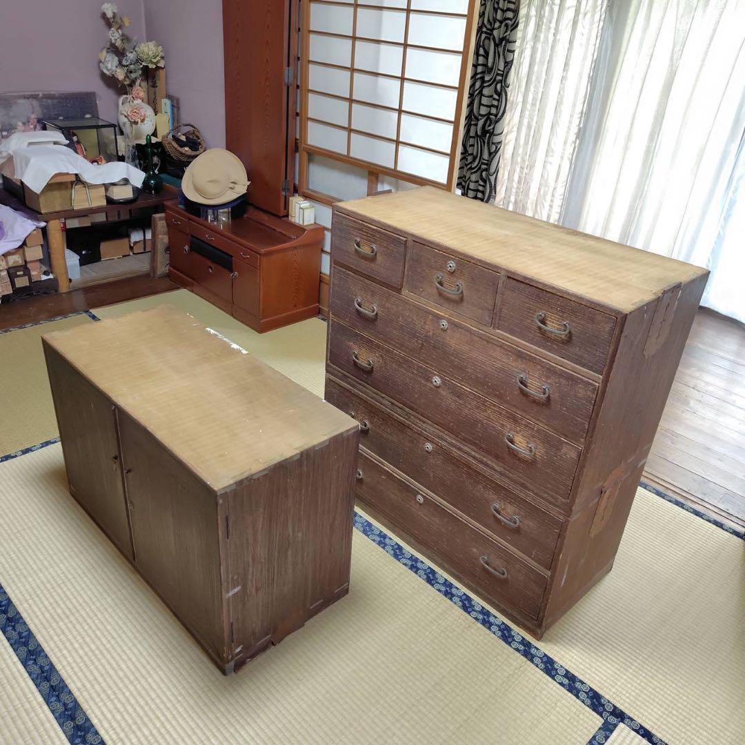 レア アンティーク ３段階 高級桐箪笥 昭和 タンス チェスト きり 家具