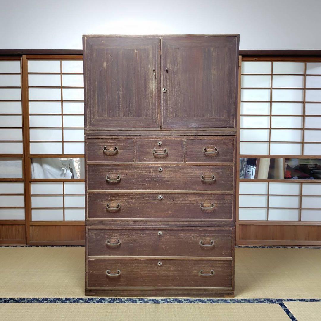 レア アンティーク ３段階 高級桐箪笥 昭和 タンス チェスト きり 家具