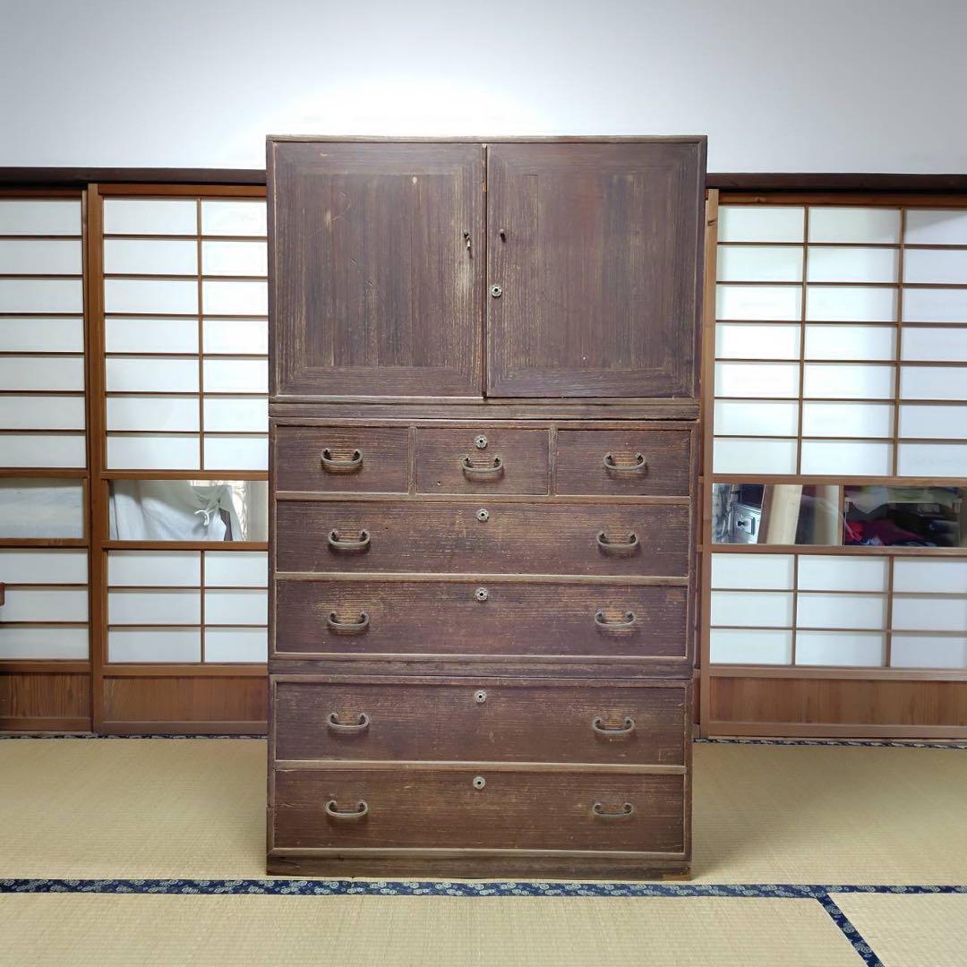 レア アンティーク ３段階 高級桐箪笥 昭和 タンス チェスト きり 家具