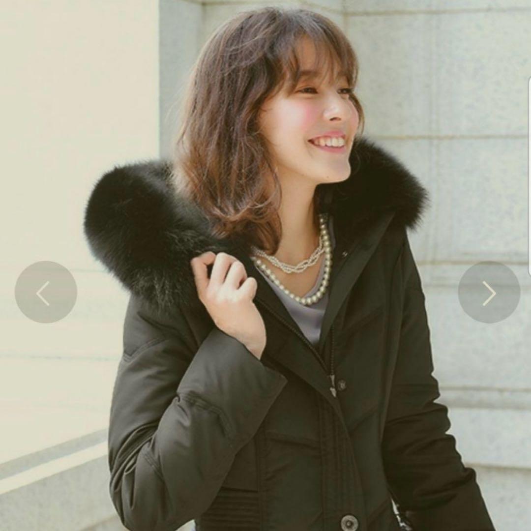 美品 ルイルエブティック フォックスファー付き ロングダウンコート ブラック S