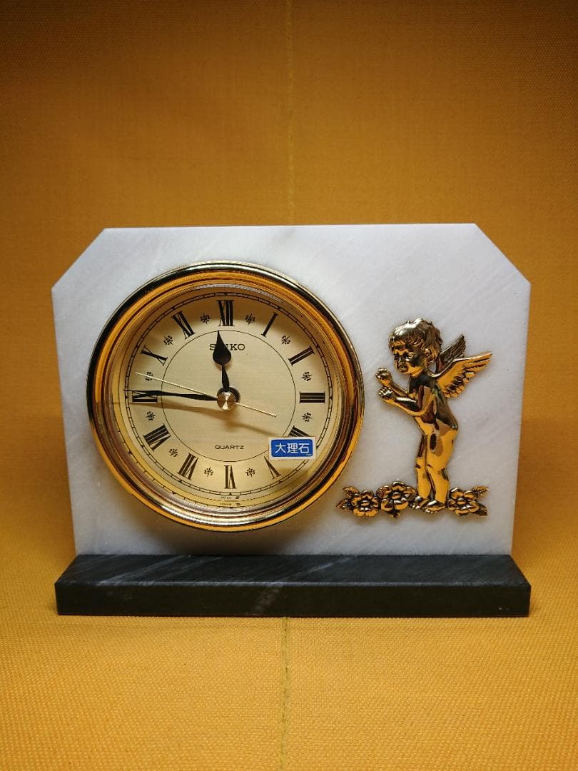 【美品】SEIKO　置時計　天然石　置物　インテリア　工芸品　美術品　A1461