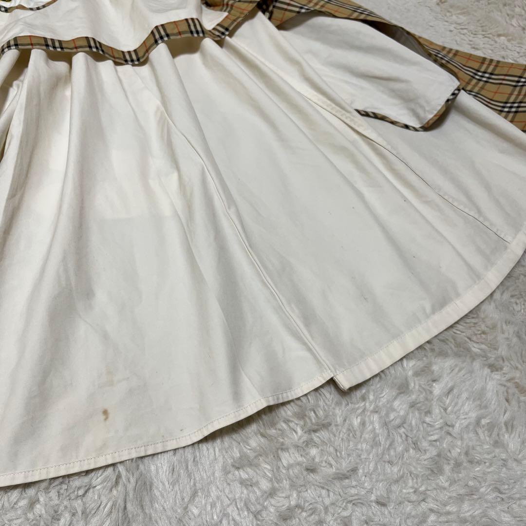 バーバリー　金ボタン　ノバチェック　ベルト　白系　ステンカラー　ロングコート