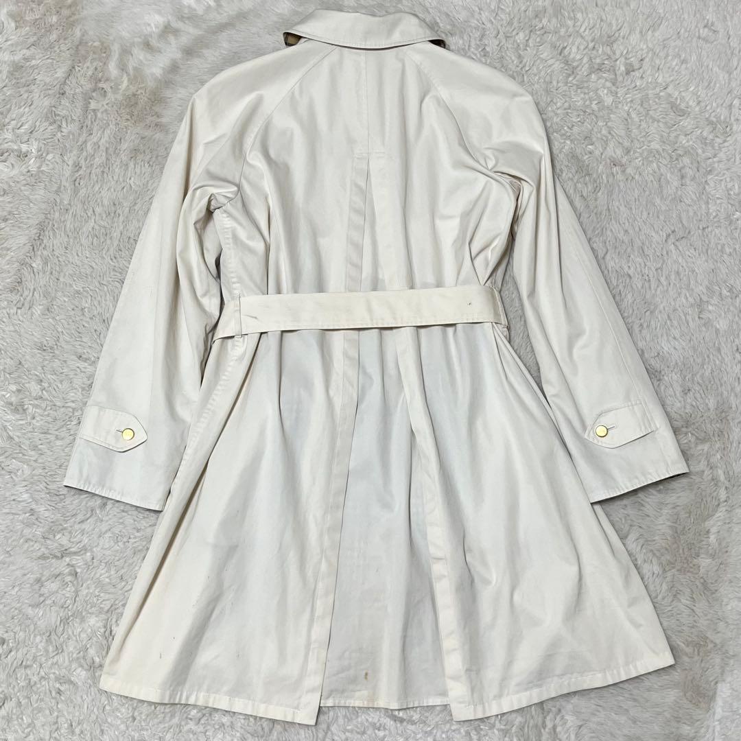 バーバリー　金ボタン　ノバチェック　ベルト　白系　ステンカラー　ロングコート