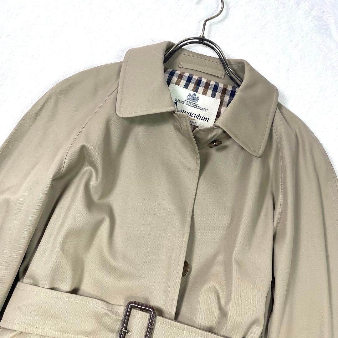 美品✨アクアスキュータム トレンチコート イギリス製 ギンガムチェック