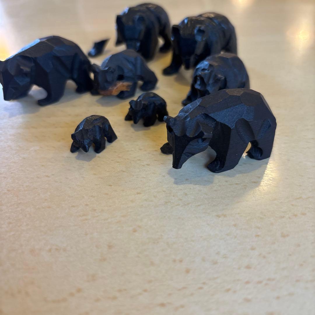 熊の彫刻　木彫りサイズ、種類色々総勢8体セット