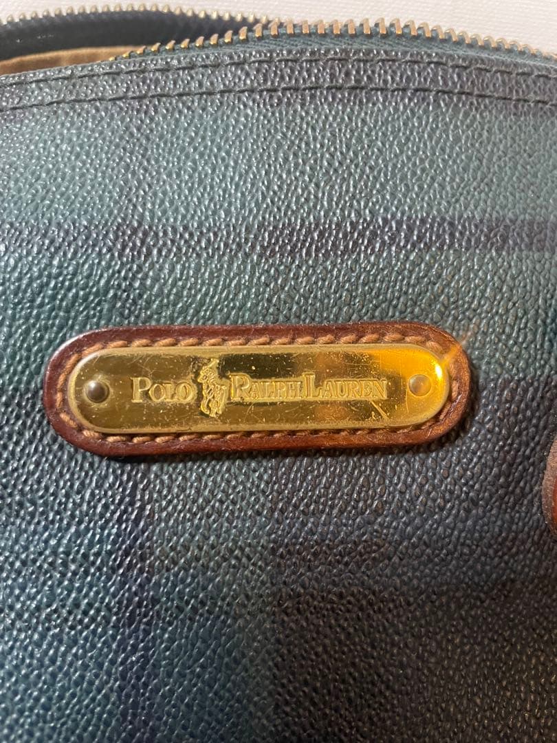 [90s]POLO RALPH LAURENチェック柄レザーミニボストンバッグ