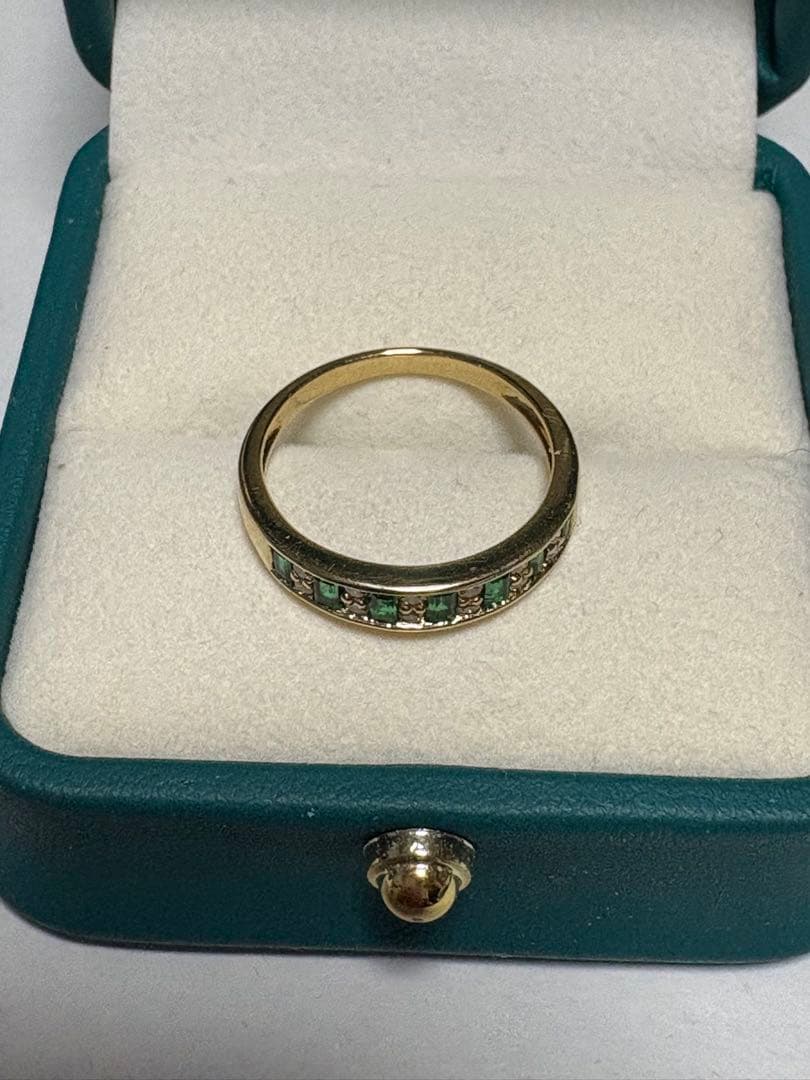 最終お値下げ　k18エメラルド ダイヤモンド リング 12号