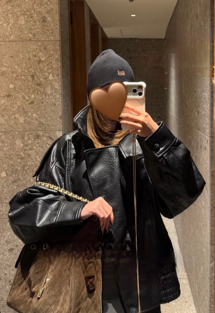 【新品】ZARA今期! エコレザージャケットブルゾン