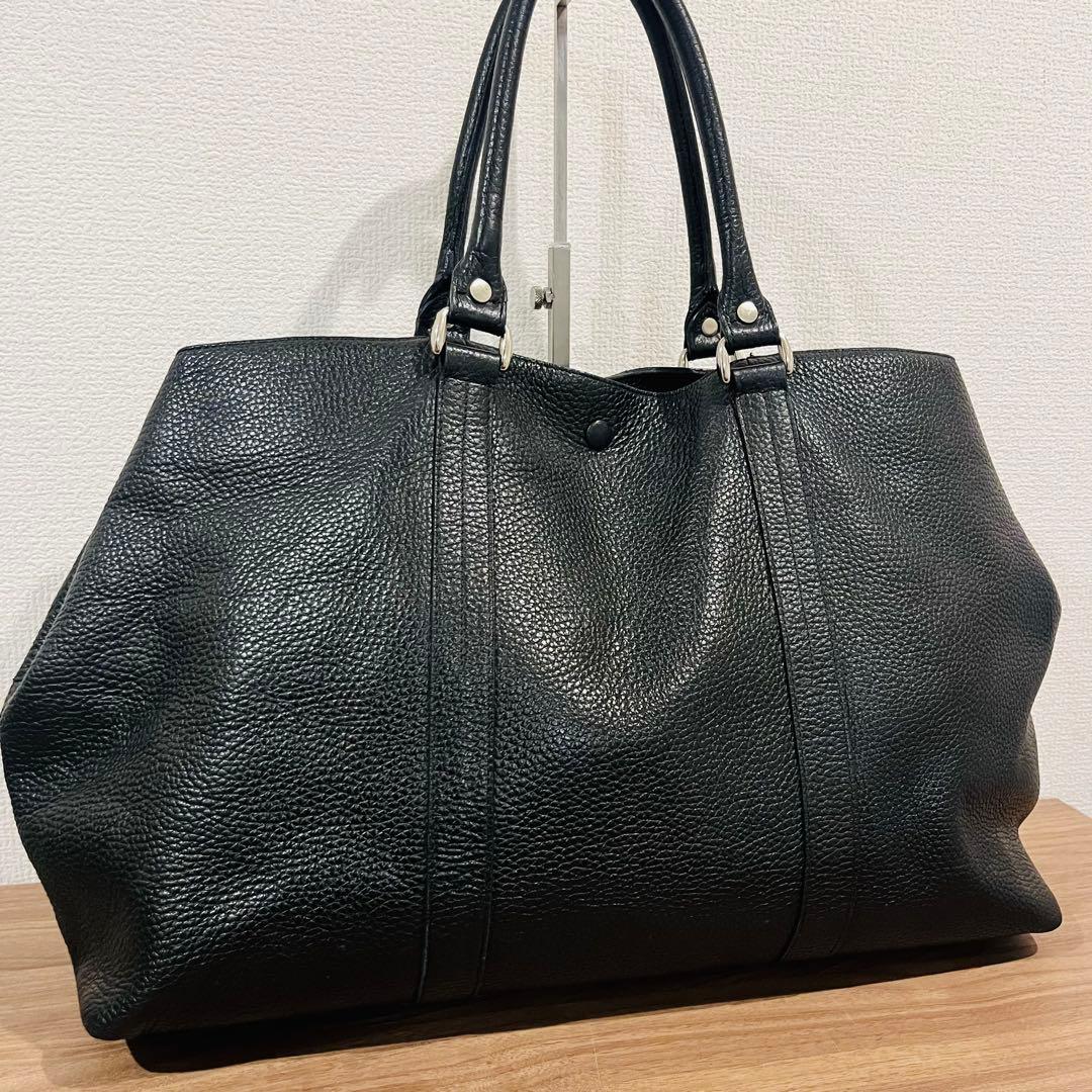 【美品】バーニーズニューヨーク レザートートバッグ ブラック
