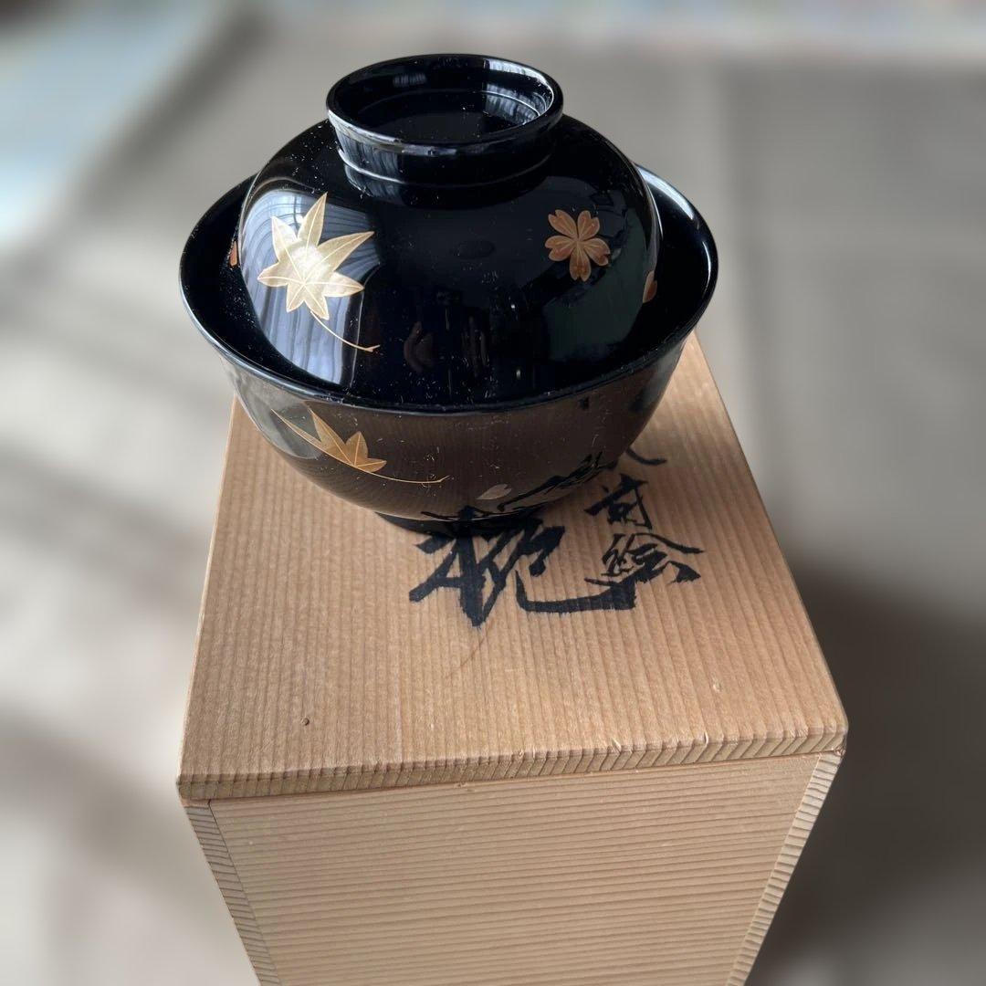 木製生地輪島塗　春秋蒔絵吸物椀