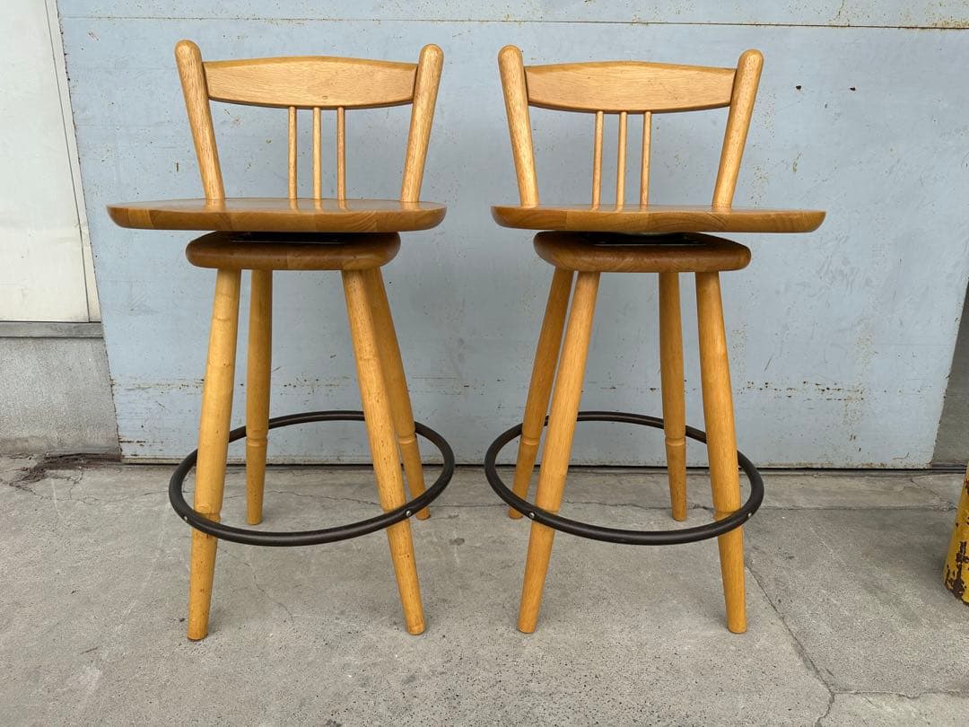 カウンターチェア 天然木　ハイスチェアー　2脚
