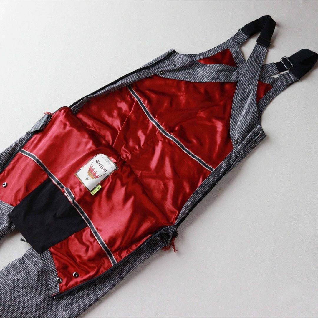 5463【美品】バートン　ビブパンツ ストライプ ヒッコリー ポーチ付き