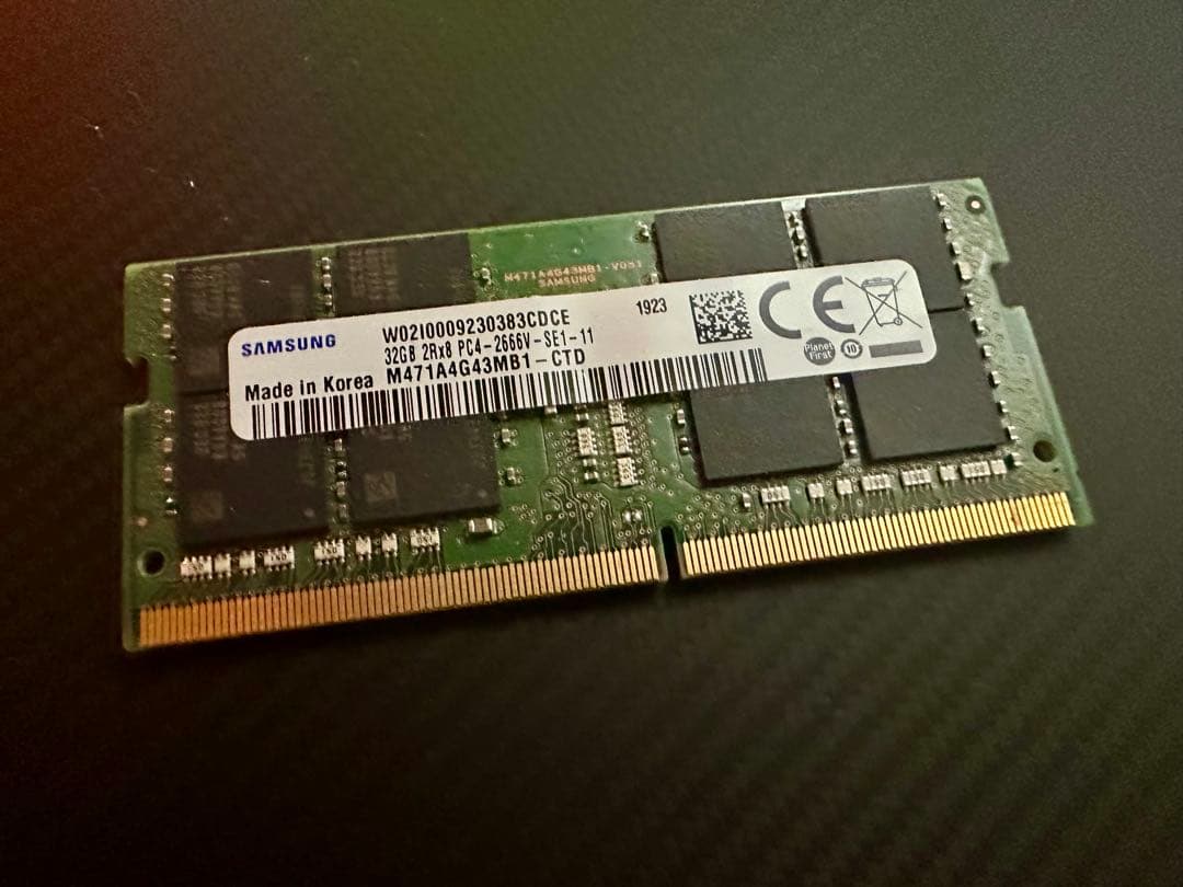 ノートPCメモリ 32GB DDR4 Samsung SO-DIMM