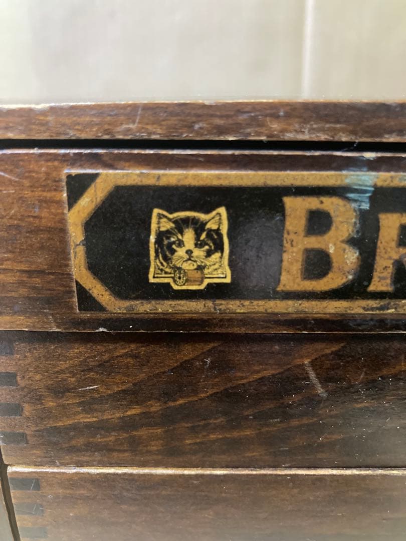 ビンテージ　猫のスプールキャビネット　什器　糸ケース