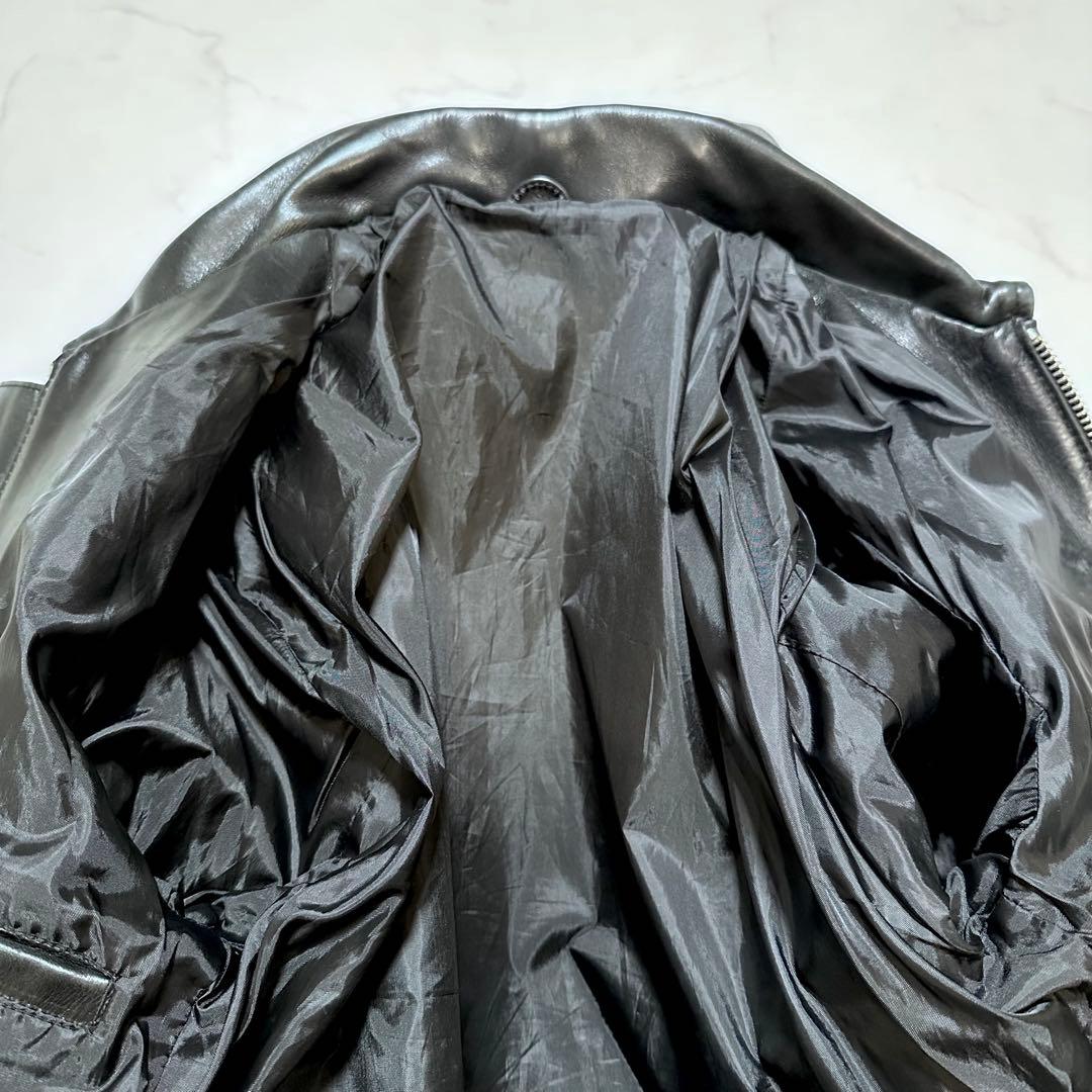 フリーダム シングルライダースジャケット バイクウェア メンズ 牛革 黒 L相当