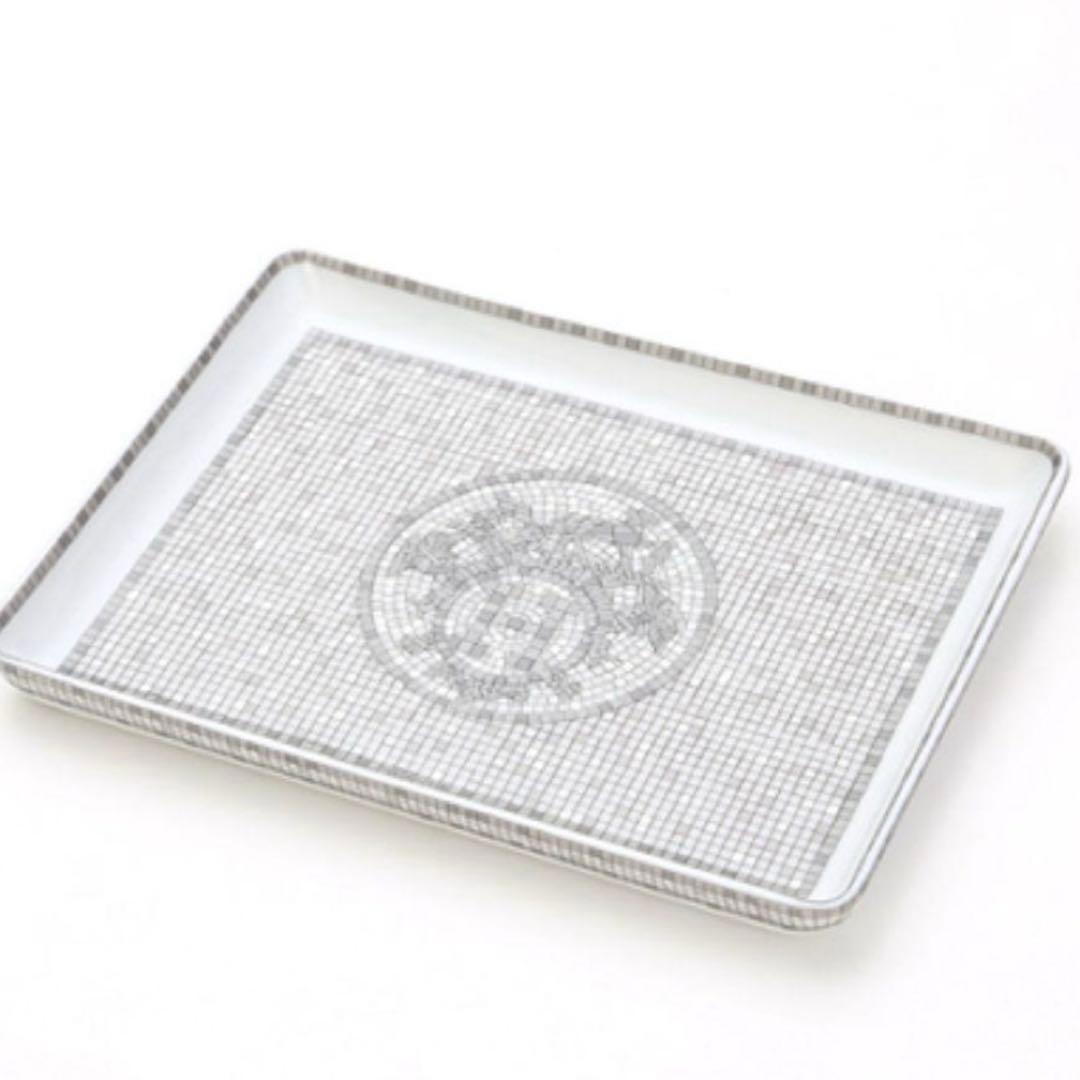 hermes エルメス　モザイクヴァンキャトル　プラチナ　長方形プレート皿