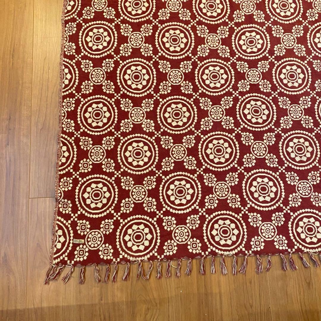 VHC ゴブラン織 ラグ 赤 メダリオン 両面配色 USA ヴィンテージ