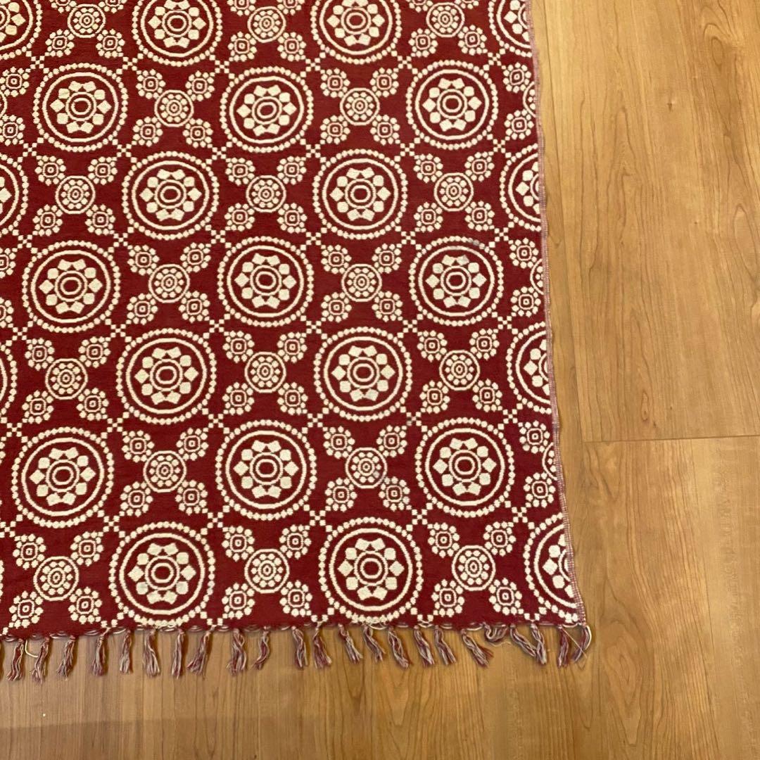 VHC ゴブラン織 ラグ 赤 メダリオン 両面配色 USA ヴィンテージ