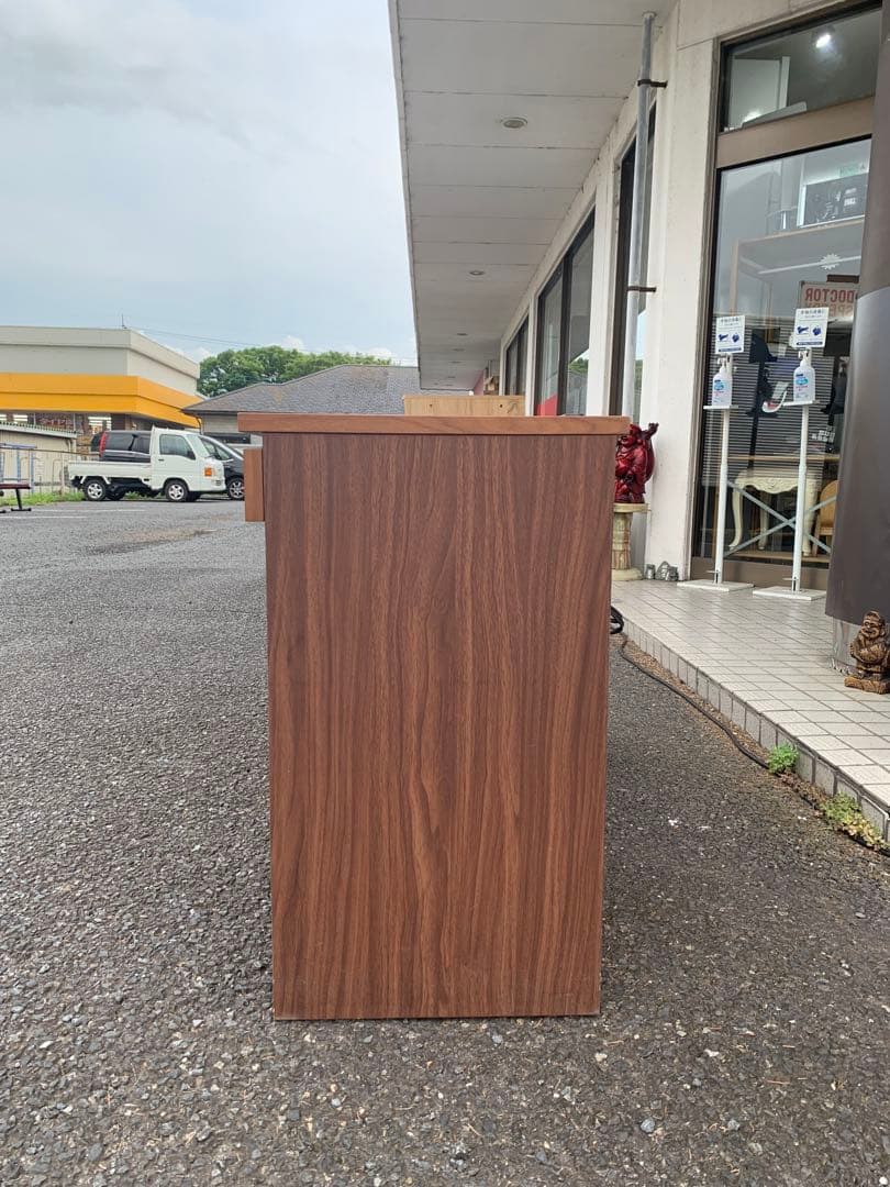 ウォルナット 引き出し付きデスク 3段チェスト付き