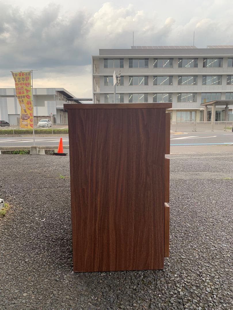 ウォルナット 引き出し付きデスク 3段チェスト付き