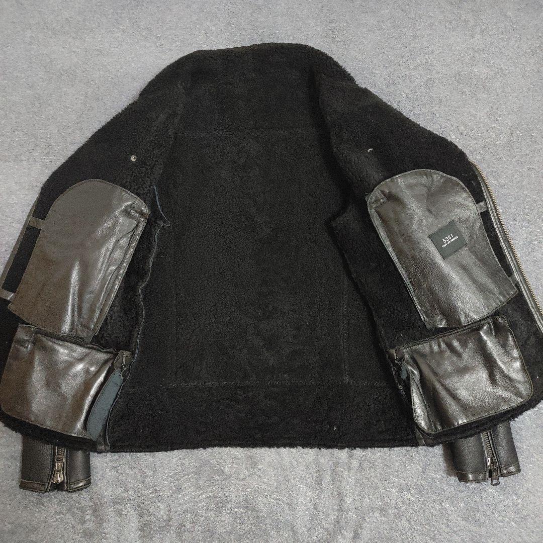 12日限定価格！5351プールオムディレクターズ羊革ムートンレザーライダース