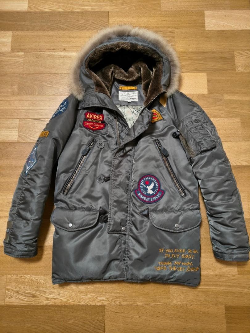 アヴィレックス N-3B フードファー付きワッペンモディファイ中綿入りジャケット