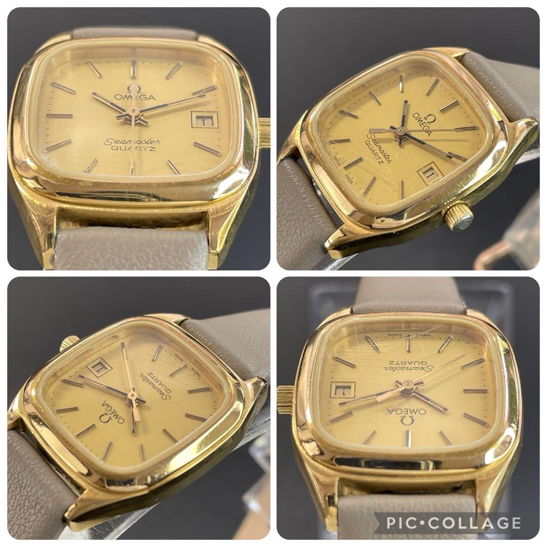 【良品 可動品】 オメガ シーマスター 腕時計 スクエア レディース ゴールド