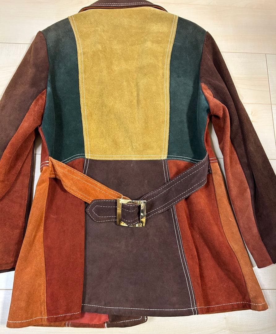 vintage スウェード クレイジーパターン レザー コート ビンテージ