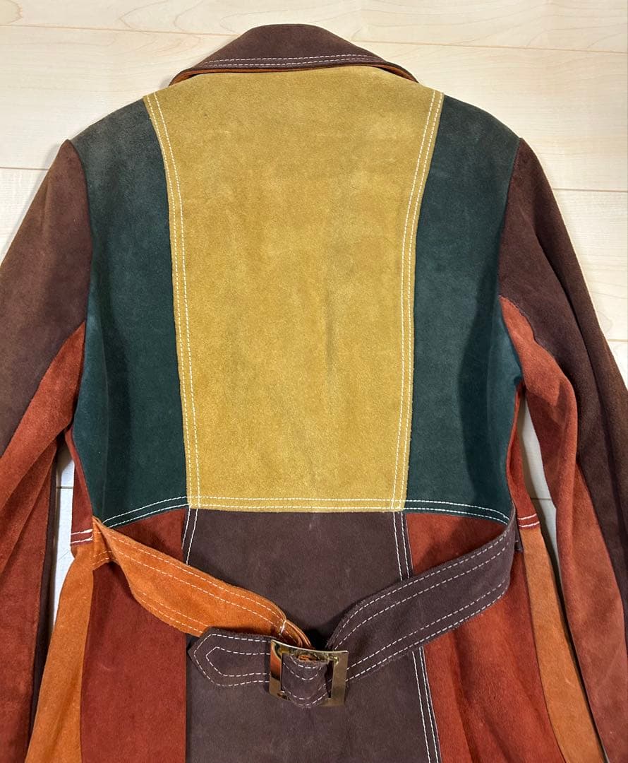 vintage スウェード クレイジーパターン レザー コート ビンテージ