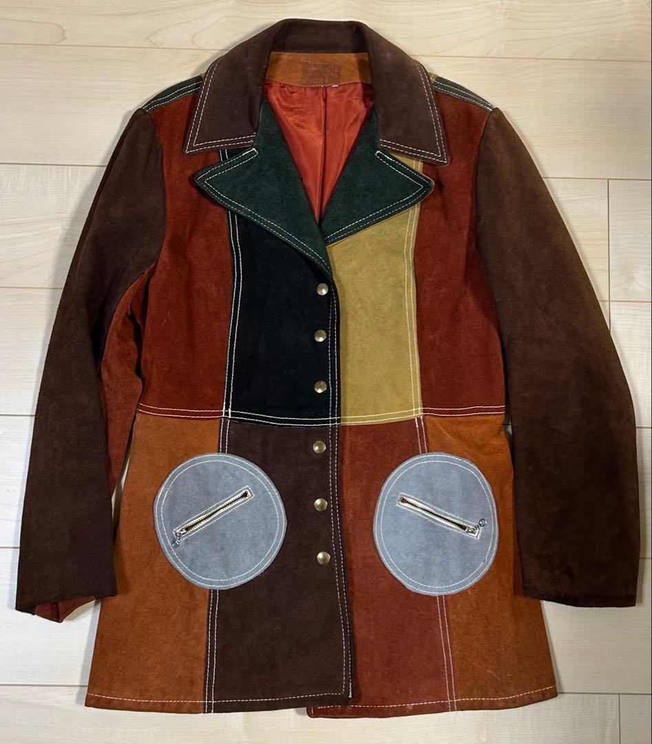 vintage スウェード クレイジーパターン レザー コート ビンテージ
