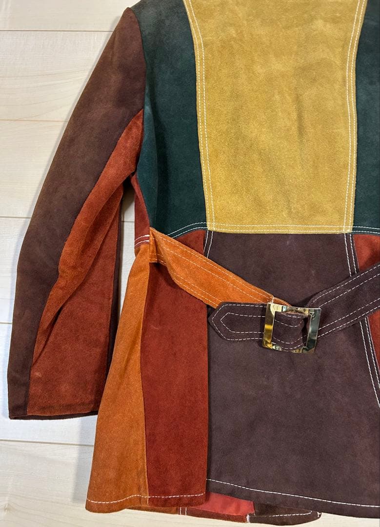 vintage スウェード クレイジーパターン レザー コート ビンテージ