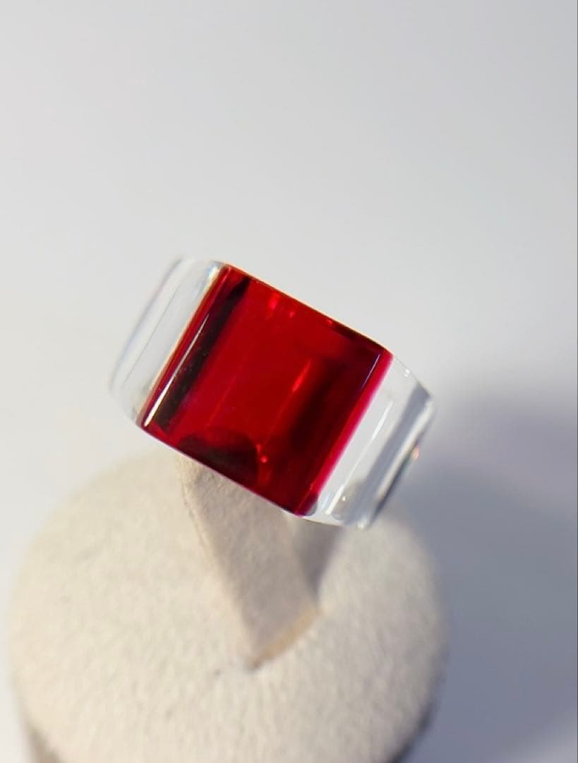 バカラ　Baccarat リング　クリスタル　スクエア　 赤　レッド