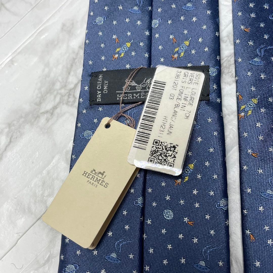 HERMES エルメス　ネクタイ　ヴェール・ランフィニ　宇宙　星　スーツ　カフス