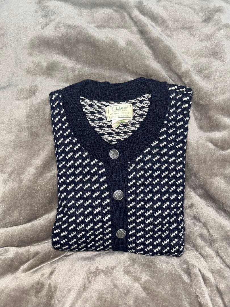80s llbean バーズアイ ニット カーディガン