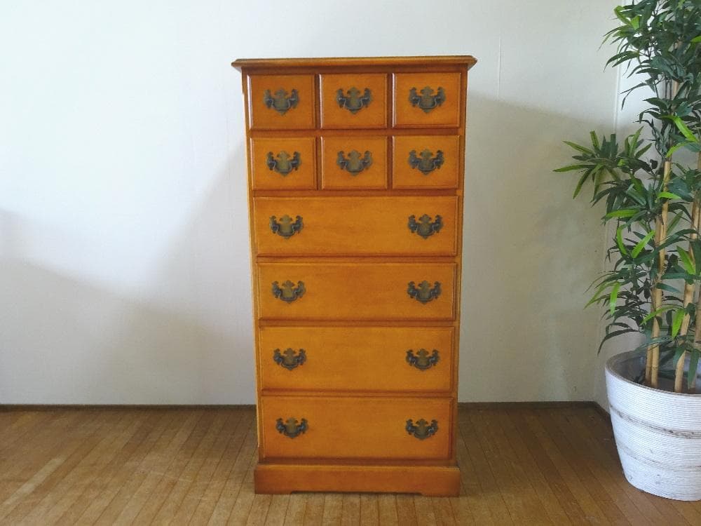 横浜ダニエル　横浜クラシック家具　アーリーアメリカン　6段チェスト　ハイチェスト