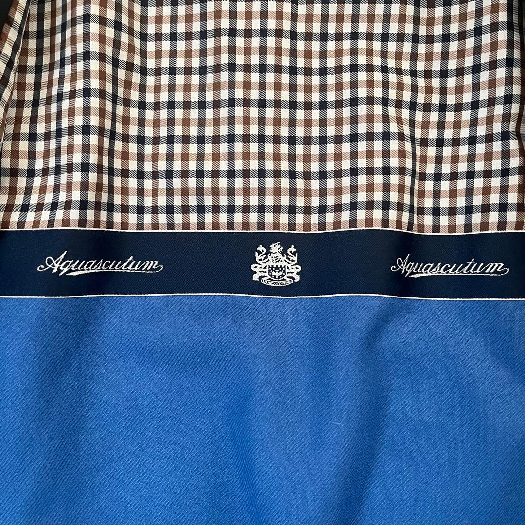 美品　着丈116cm マキシ丈　アクアスキュータム　トレンチコート　紺　M