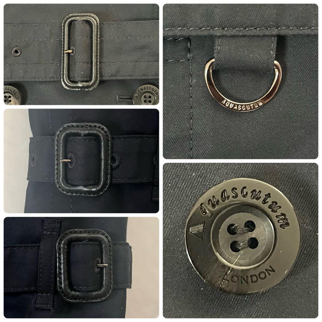 美品　着丈116cm マキシ丈　アクアスキュータム　トレンチコート　紺　M